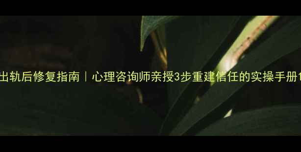图片 出轨后修复指南｜心理咨询师亲授3步重建信任的实操手册1