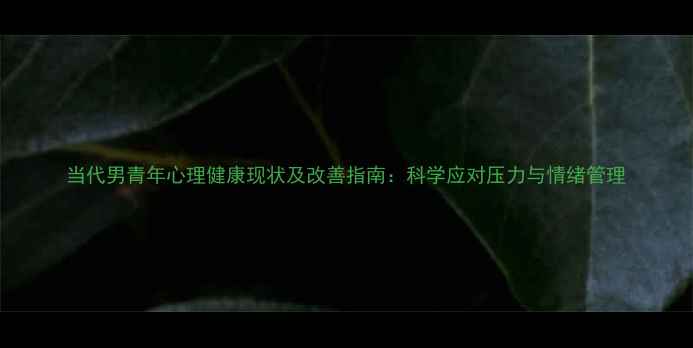 图片 当代男青年心理健康现状及改善指南：科学应对压力与情绪管理