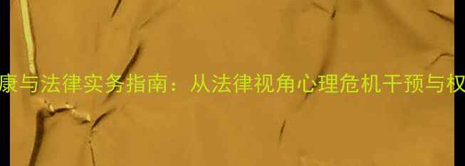图片 心理健康与法律实务指南：从法律视角心理危机干预与权益保护