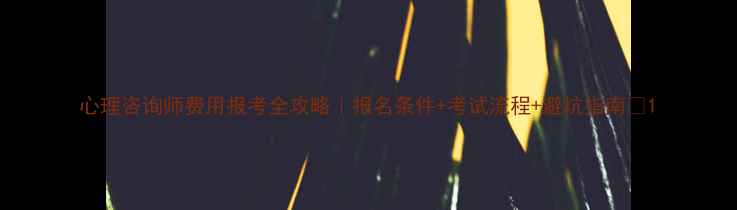 图片 心理咨询师费用报考全攻略｜报名条件+考试流程+避坑指南🌟1