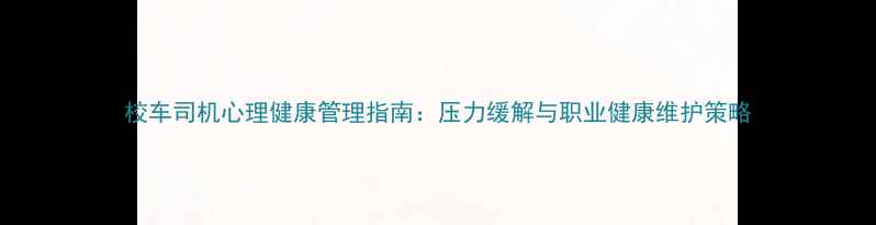 图片 校车司机心理健康管理指南：压力缓解与职业健康维护策略