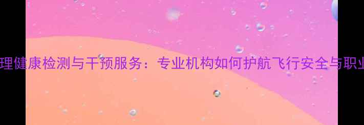 图片 民航心理健康检测与干预服务：专业机构如何护航飞行安全与职业幸福1