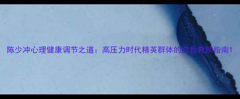 图片 陈少冲心理健康调节之道：高压力时代精英群体的自我救赎指南1