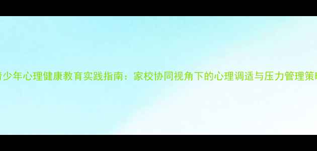 图片 青少年心理健康教育实践指南：家校协同视角下的心理调适与压力管理策略