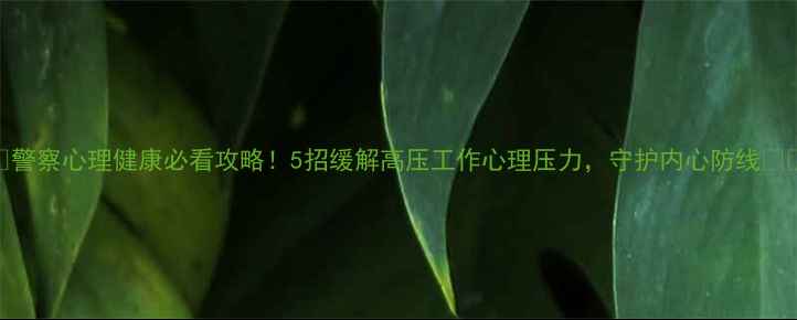 图片 🔥警察心理健康必看攻略！5招缓解高压工作心理压力，守护内心防线🛡️