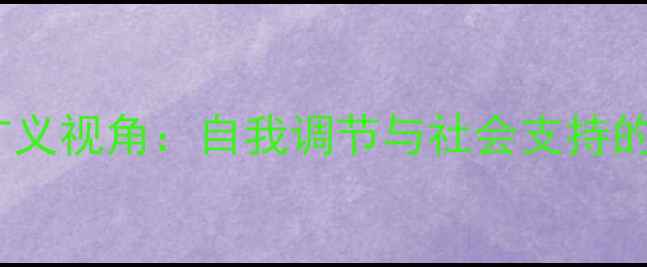 图片 心理健康广义视角：自我调节与社会支持的双向赋能1