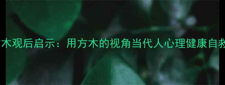 图片 心理罪方木观后启示：用方木的视角当代人心理健康自救指南🔥1