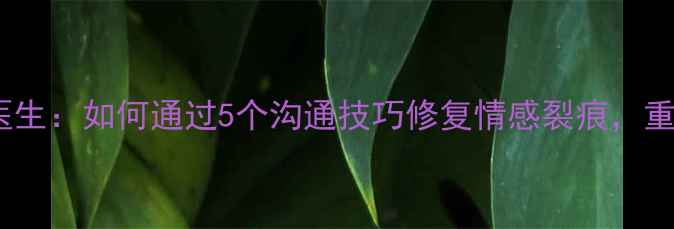 图片 男朋友心理医生：如何通过5个沟通技巧修复情感裂痕，重建亲密关系1