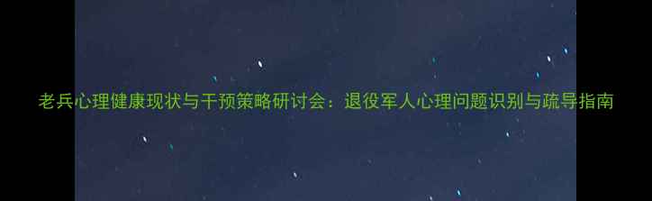 图片 老兵心理健康现状与干预策略研讨会：退役军人心理问题识别与疏导指南