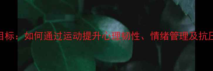 图片 青少年体育心理健康目标：如何通过运动提升心理韧性、情绪管理及抗压能力（附实操指南）