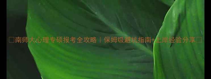 图片 🌟南师大心理专硕报考全攻略｜保姆级避坑指南+上岸经验分享💡