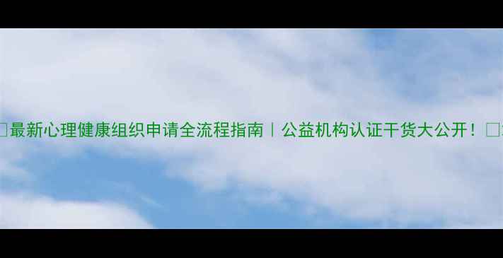 图片 🌟最新心理健康组织申请全流程指南｜公益机构认证干货大公开！💡2