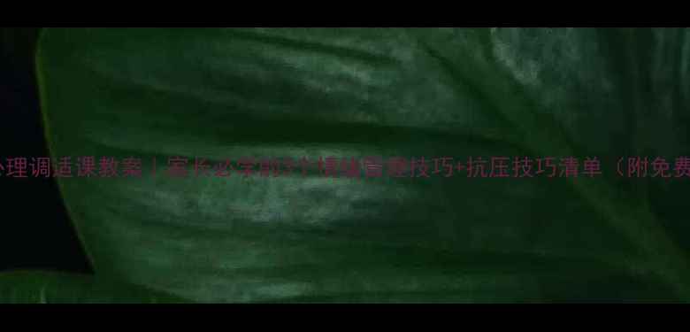 图片 🌟青少年心理调适课教案｜家长必学的3个情绪管理技巧+抗压技巧清单（附免费教案）🌟2